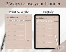 Load image into Gallery viewer, Boho Weekly Meal Planner Printable | Food Diary, Meal Tracker, Food Journal with BONUS Grocery List | Lux