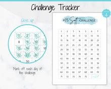 Load image into Gallery viewer, EDITABLE 75 SOFT Challenge Tracker | 75soft Printable Challenge, Fitness & Health Planner | Blue Watercolor