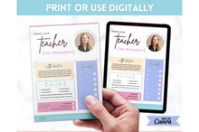 Load image into Gallery viewer, Meet the Teacher Template | Editable Introduction letter for Teachers | Pink