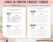 Load image into Gallery viewer, EDITABLE Recipe Card Template | Printable 4x6 Recipe Sheet Insert | Style 9
