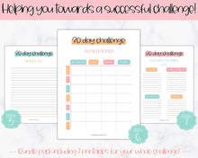 Load image into Gallery viewer, EDITABLE 30 Day Challenge Tracker | 30 Day Habit Tracker Printable, Weight Loss Journal, Fitness Planner | Colorful Sky