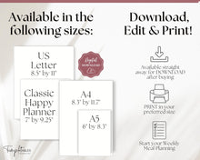 Load image into Gallery viewer, Boho Weekly Meal Planner Printable | Food Diary, Meal Tracker, Food Journal with BONUS Grocery List | Lux