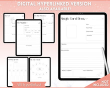 Load image into Gallery viewer, Tarot Journal, 100+ Pg Printable Tarot Planner Workbook, Daily Card Reading, Tarot Spreads, Tarot Deck Notebook, Witch, Grimoire, Oracle | Mono