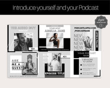 Load image into Gallery viewer, 25 Podcast Facebook Post Templates. Editable Social Media Posts. Canva Template. Marketing Graphics Podcasters Podcasting Face book, Planner | Mono