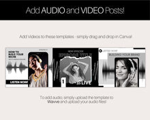 Load image into Gallery viewer, 25 Podcast Facebook Post Templates. Editable Social Media Posts. Canva Template. Marketing Graphics Podcasters Podcasting Face book, Planner | Mono