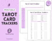 Load image into Gallery viewer, Tarot Card Trackers & Monthly Readings | Learn Tarot Card Readings, Tarot Spreads | Beginner Tarot Planner Workbook, Grimoire & Cheat Sheets | Purple