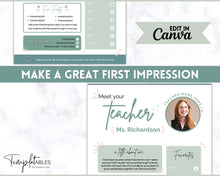 Load image into Gallery viewer, Meet the Teacher Template | Editable Introduction letter for Teachers | Green