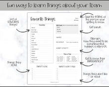 Load image into Gallery viewer, Get To Know Me Printable Game |  Get To Know You Ice Breaker Game | Employee Favorite Things, Team Building, Christmas Party | Sky Mono

