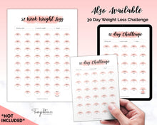Load image into Gallery viewer, 52 Week Weight Loss Tracker & Monthly Challenge | Weight Loss Chart, Pounds Lost Fitness Tracker | Pink Swash