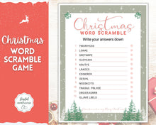 Load image into Gallery viewer, Christmas Word Scramble Game | Holiday Xmas Party Game Printables for the Family | Green