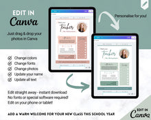 Load image into Gallery viewer, Meet the Teacher Template | Editable Introduction letter for Teachers | Green