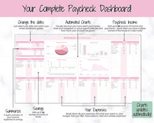 Load image into Gallery viewer, Budget by Paycheck Google Sheets Spreadsheet | Biweekly Zero Based Budget Tracker | Pink