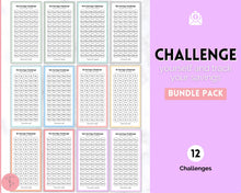 Load image into Gallery viewer, Mini Savings Challenge Printable BUNDLE | 12 Saving Trackers, Cash Envelope, A6 Saving Challenges | Pastel Rainbow