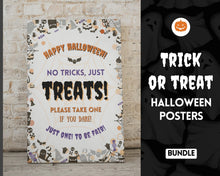 Load image into Gallery viewer, Halloween Trick or Treat sign | 'Please Take One' Printable Candy Treat Poster | White