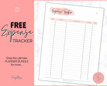 Load image into Gallery viewer, FREE - Expense Tracker Bundle | Income, Savings, Budget, Bill & Spending Tracker for Personal Finance | Pink Watercolor