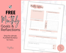 Load image into Gallery viewer, FREE - Monthly Goals & Reflections Printables | Pink Watercolor