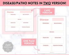 Load image into Gallery viewer, Nurse Student Notes Study Guide Bundle | Concept Map, Disease Template, Pharmacology, Pathophysiology, Med Surg, Drug Card | Pink & Mono