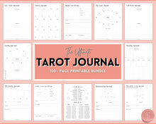Load image into Gallery viewer, Tarot Journal, 100+ Pg Printable Tarot Planner Workbook, Daily Card Reading, Tarot Spreads, Tarot Deck Notebook, Witch, Grimoire, Oracle | Mono