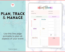 Load image into Gallery viewer, Event Planner Template, Printable Party Planner, Birthday, Wedding, Bridal, Budget, Invites, Event Plan Set, Party Organizer | Pastel Rainbow