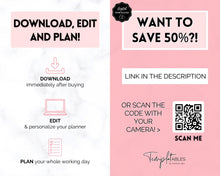 Load image into Gallery viewer, Work Planner & Work Day Organizer | Editable Daily Planner, Work From Home To Do List Printable & Digital Schedule | Pink