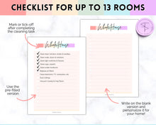 Load image into Gallery viewer, Cleaning Checklist, Printable Room by room Cleaning Cards | Family & Kids Cleaning Schedule Planner & Tracker | Pastel Rainbow
