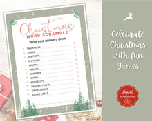 Load image into Gallery viewer, Christmas Word Scramble Game | Holiday Xmas Party Game Printables for the Family | Green