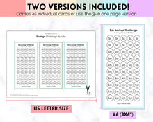 Load image into Gallery viewer, Mini Savings Challenge Printable BUNDLE | 12 Saving Trackers, Cash Envelope, A6 Saving Challenges | Pastel Rainbow