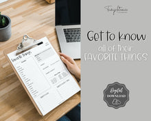 Load image into Gallery viewer, Get To Know Me Printable Game |  Get To Know You Ice Breaker Game | Employee Favorite Things, Team Building, Christmas Party | Sky Mono