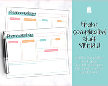 Load image into Gallery viewer, Drug Card Template, Nursing Pharmacology Printable Notes, Nursing School Student Study Guide | Colorful Sky