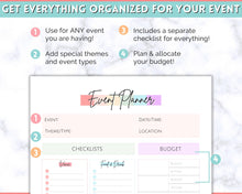 Load image into Gallery viewer, Event Planner Template, Printable Party Planner, Birthday, Wedding, Bridal, Budget, Invites, Event Plan Set, Party Organizer | Pastel Rainbow