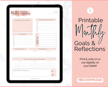 Load image into Gallery viewer, FREE - Monthly Goals &amp; Reflections Printables | Pink Watercolor
