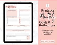 Load image into Gallery viewer, FREE - Monthly Goals & Reflections Printables | Pink Watercolor