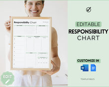 Load image into Gallery viewer, EDITABLE Responsibility Chart | Family Chore Chart, Weekly Adult Routine & Reward Chart for Kids | Green