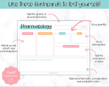 Load image into Gallery viewer, Drug Card Template, Nursing Pharmacology Printable Notes, Nursing School Student Study Guide | Colorful Sky