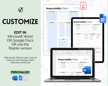 Load image into Gallery viewer, EDITABLE Responsibility Chart | Family Chore Chart, Weekly Adult Routine & Reward Chart for Kids | Green