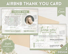 Load image into Gallery viewer, Airbnb Thank You Card for Hosts | Editable Welcome Card | Green