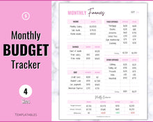 Load image into Gallery viewer, Monthly Budget Planner Printable | Financial Income, Expenses, Debt, Paycheck & Savings Tracker Template | Brit Pink