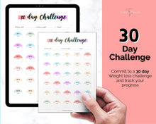 Load image into Gallery viewer, 30 day Weight Loss Tracker & Monthly Challenge | Weight Loss Chart, Pounds Lost Fitness Tracker | Rainbow Swash