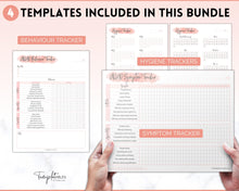 Load image into Gallery viewer, ADHD Symptom Tracker, Behavior & Hygiene Tracker BUNDLE | Pink Watercolor