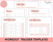 Load image into Gallery viewer, Workout Tracker BUNDLE | Fitness, Exercise & Weight loss Planner | Pink Watercolor