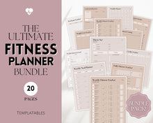 Load image into Gallery viewer, Fitness Planner Ultimate Bundle | Weight Loss, Workout, Fitness, Wellnes & Health, Meal Planner, Self Care, Habit Tracker | Lux