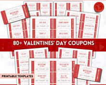 Load image into Gallery viewer, Editable Love Coupon Book for Valentines | Printable DIY Coupon Book for Him and Her | Personalized Valentines, Anniversary, Birthday Gift | Red