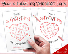 Load image into Gallery viewer, Printable Maze Valentines Day card for Kids | You're Amazing Pencil Valentine Gift | Classroom Puzzle Card