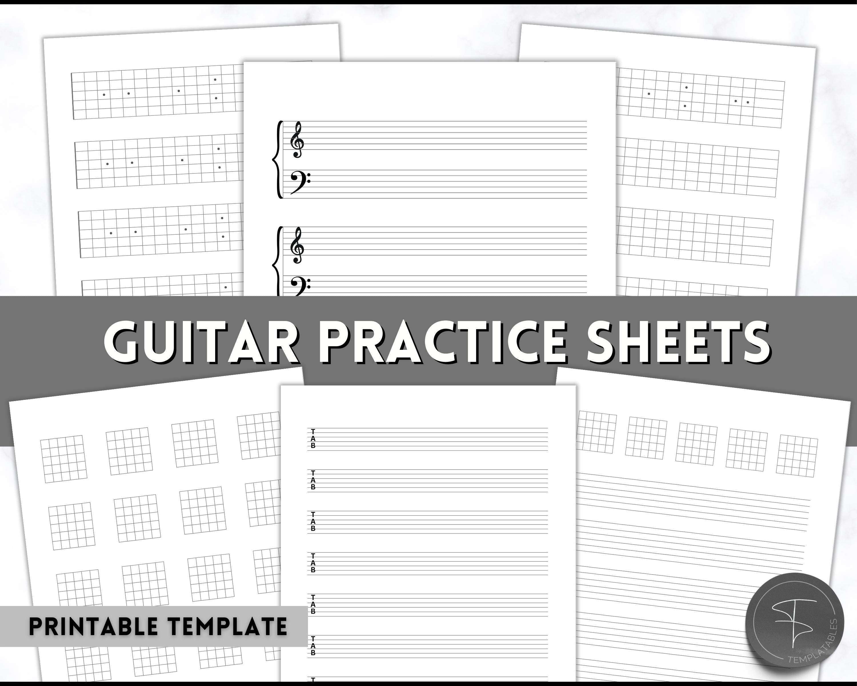 Guitar Practice Sheet BUNDLE Printable Blank Guitar Chord Sheets