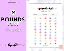 Load image into Gallery viewer, Pounds Lost Tracker Bundle - 10 20, 30, 50, 100 lbs Printable Weight Loss Printables | Swash Rainbow