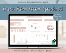 Load image into Gallery viewer, Budget Planner for Couples | Google Sheets Automated Monthly Expenses Spreadsheet | Brown