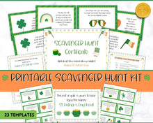 Load image into Gallery viewer, St Patricks Day Scavenger Hunt Printable Game | Kids Leprechaun Tresure Hunt Game for St Patricks Day | Pot of Gold