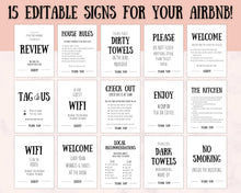 Load image into Gallery viewer, 15 Airbnb Posters | Editable Template Sign Bundle, Wifi password Sign, Check Out Signs for Airbnb Superhosts | Farmhouse