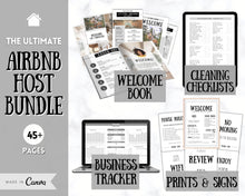 Load image into Gallery viewer, Airbnb Host BUNDLE | Editable Airbnb Signs, Welcome Book Template, Cleaning checklist, Business Tracker Spreadsheet | Farmhouse