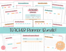 Load image into Gallery viewer, TEACHER Planner  Printable - 50+ pg BUNDLE | Academic Lesson Planner Template | Colorful Sky
